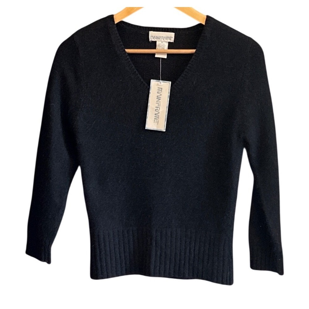 Vintage 90s Mainframe V-Neck Sweater Silk Angora Minimalist Quiet Luxury Goth